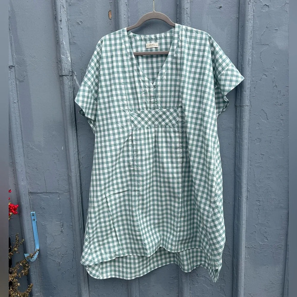 Pehr Green checked Caftan  Dress, One Size - Picture 6 of 13